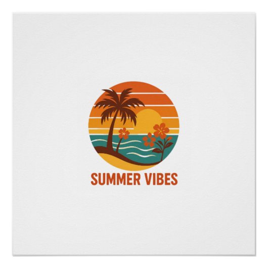 Poster Vibes d'été - Conception lumineuse, tropicale et a (Devant)