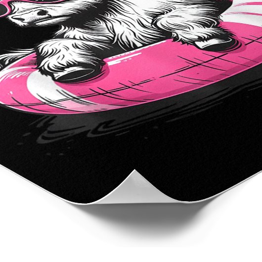 Poster Vibes d'été Funny Highland Cow Pool Plage flottant (Coin)