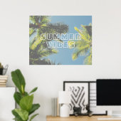 Poster Vibes d'été Tropical Palm Tree Green Blue Sky (Bureau à domicile)