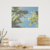 Poster Vibes d'été Tropical Palm Tree Green Blue Sky (Cuisine)