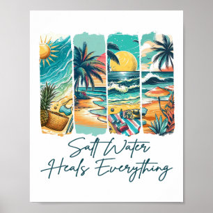 Poster Vibes d'été Vacances à la plage L'eau salée guérit