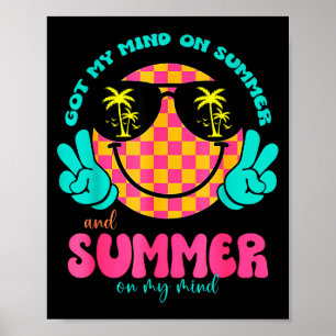 Poster Vibes d'été visage heureux groovy j'ai l'esprit en