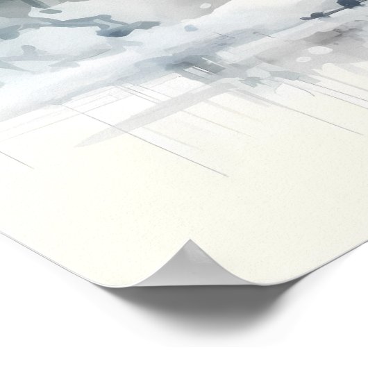 Poster Vibes d'hiver Aquarelle Moose - Enfants (Coin)