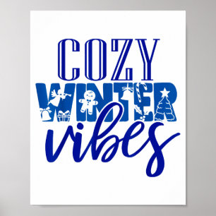 Poster Vibes d'hiver cosy xmas drôles bonhommes de neige