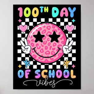 Poster Vibes du 100e jour d'école Visage souriant mignon