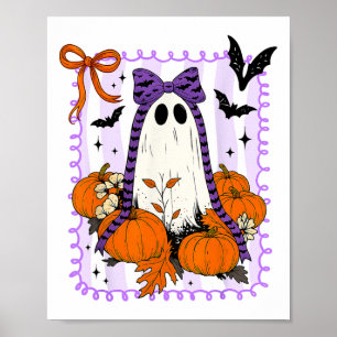 Poster Vibes éffrayantes Retro Ghost Coquette Bow Hallowe