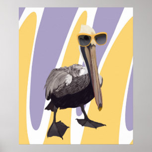 Poster Vibes estivales amusantes Oiseau pélican