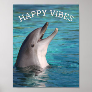 Poster Vibes heureuses dauphin souriant ou ajoutez votre