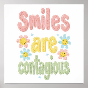 Poster Vibes Heureuses Sourires Rétro Sont Contagieux