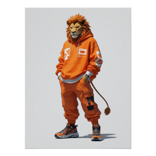 Poster Vibes Lion Urbaines - Design Futuriste (Devant)