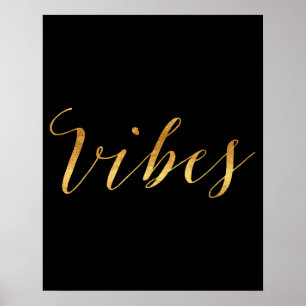 Poster Vibes Quote Gold Faux Foil Vibe Quotes Metallic
