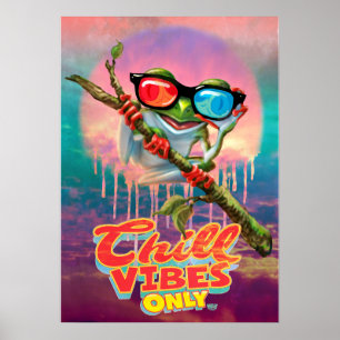 Poster Vibes réfrigérées uniquement Grenouille 3D arbre