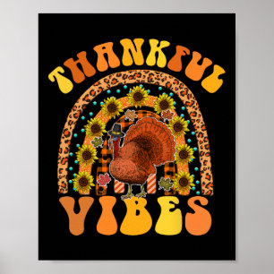 Poster VIBES REMERCIEUSES Rainbow Turkey Fall Retro Super