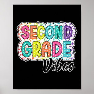 Poster Vibes rétro de 2e année Retour à l'école 2e année