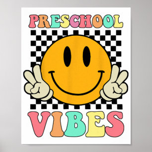 Poster Vibes Retro Enseignant Enfant Jour Dernier De L'Éc