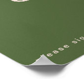 Poster Vibes rétro simples | Olive Green Guest Book Sign (Coin)
