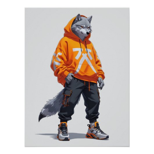 Poster Vibes Wolf Urbain - Design Futuriste (Devant)