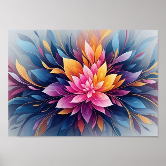 Poster Vibrant Abstract Lotus Flower Burst with Colorful  (Devant)