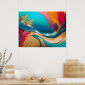 Poster Vibrant Abstract Tropical Beach Scene (Cuisine)