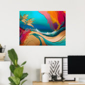 Poster Vibrant Abstract Tropical Beach Scene (Bureau à domicile)