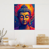 Poster Vibrant Abstrait Art Moderne Peinture Bouddha (Cuisine)