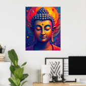 Poster Vibrant Abstrait Art Moderne Peinture Bouddha (Bureau à domicile)