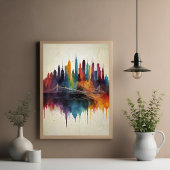 Poster Vibrant Abstrait Skyline Cityscape Art