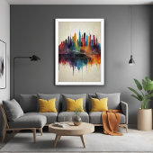Poster Vibrant Abstrait Skyline Cityscape Art