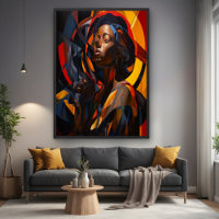 Vibrant Afrocentric Abstrait Portrait Art