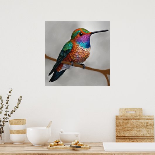 Poster Vibrant Allen’s Hummingbird Painting (Cuisine)