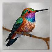Poster Vibrant Allen’s Hummingbird Painting (Devant)