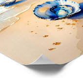 Poster Vibrant aquarelle Oyster Seashell Beach (Coin)