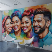 Poster Vibrant Aquarelle Portrait souriant Visages muraux