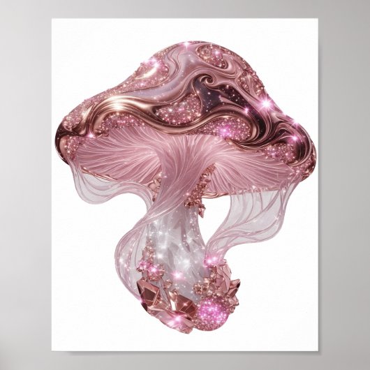 Poster Vibrant Argent CHAMPIGNON ROSE ÉCLAIRANT (Devant)