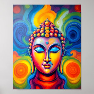 Poster Vibrant Art Abstrait Contemporain Peinture Bouddha