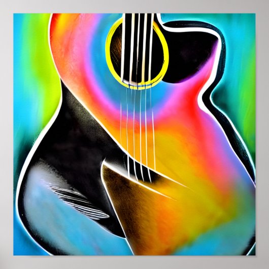 Poster Vibrant art guitare Abstrait (Devant)