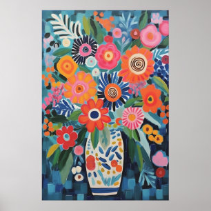 Poster Vibrant Blooms Nature morte florale inspirée de Ma