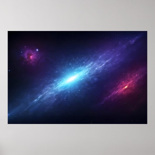 Poster Vibrant Blue Galaxy Supernova Outer Space (Devant)