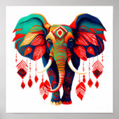 Poster Vibrant Boho Chic Elephant (Devant)