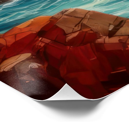 Poster Vibrant Breton Coast Lighthouse - Impressionistic  (Coin)