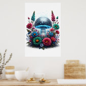 Poster Vibrant Champignon à boule numérique (Cuisine)