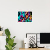 Poster Vibrant colorful smoke swirling against black back (Bureau à domicile)