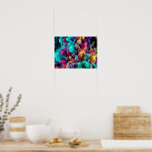 Poster Vibrant colorful smoke swirling against black back (Cuisine)