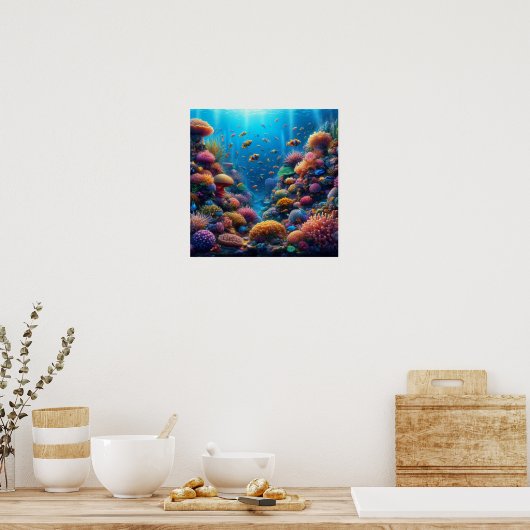 Poster Vibrant Coral Reef with Vivid Clownfish (Cuisine)