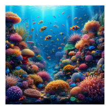 Vibrant Coral Reef with Vivid Clownfish