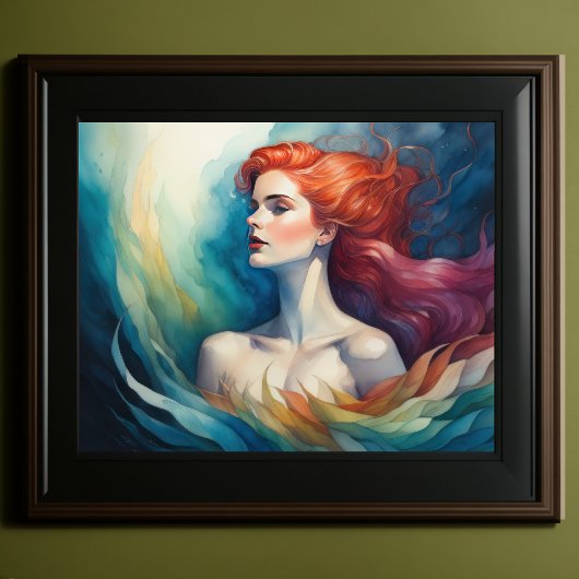 Poster Vibrant couleur aquarelle peinture femme