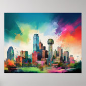 Poster Vibrant Dallas Skyline Graffiti (Devant)