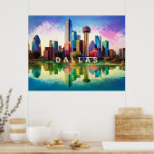 Poster Vibrant Dallas Skyline Graffiti (Cuisine)