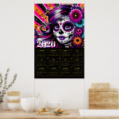 Poster Vibrant Día de los Muertos Sugar Skull Art  (Cuisine)