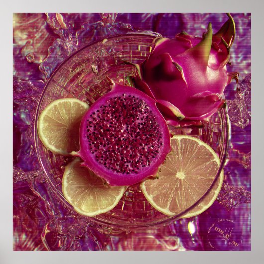Poster Vibrant Dragon Fruit Lemon Bowl (Devant)